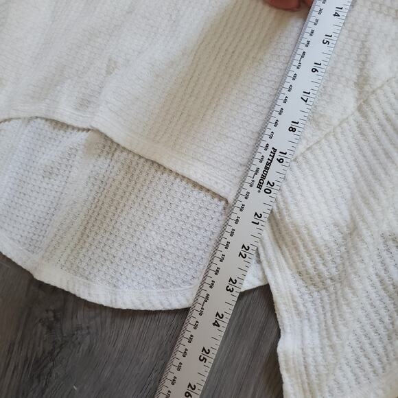 Free People Waffle Thermal Coraline Top White Asymmetric Whimsy Coastal Cowgirl - Picture 6 of 9